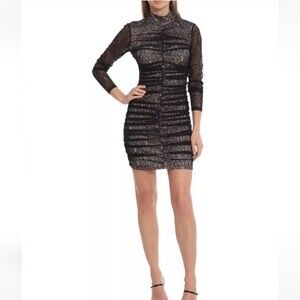 Avec les filles Ruched Lace Back-Cutout Dress nwot
